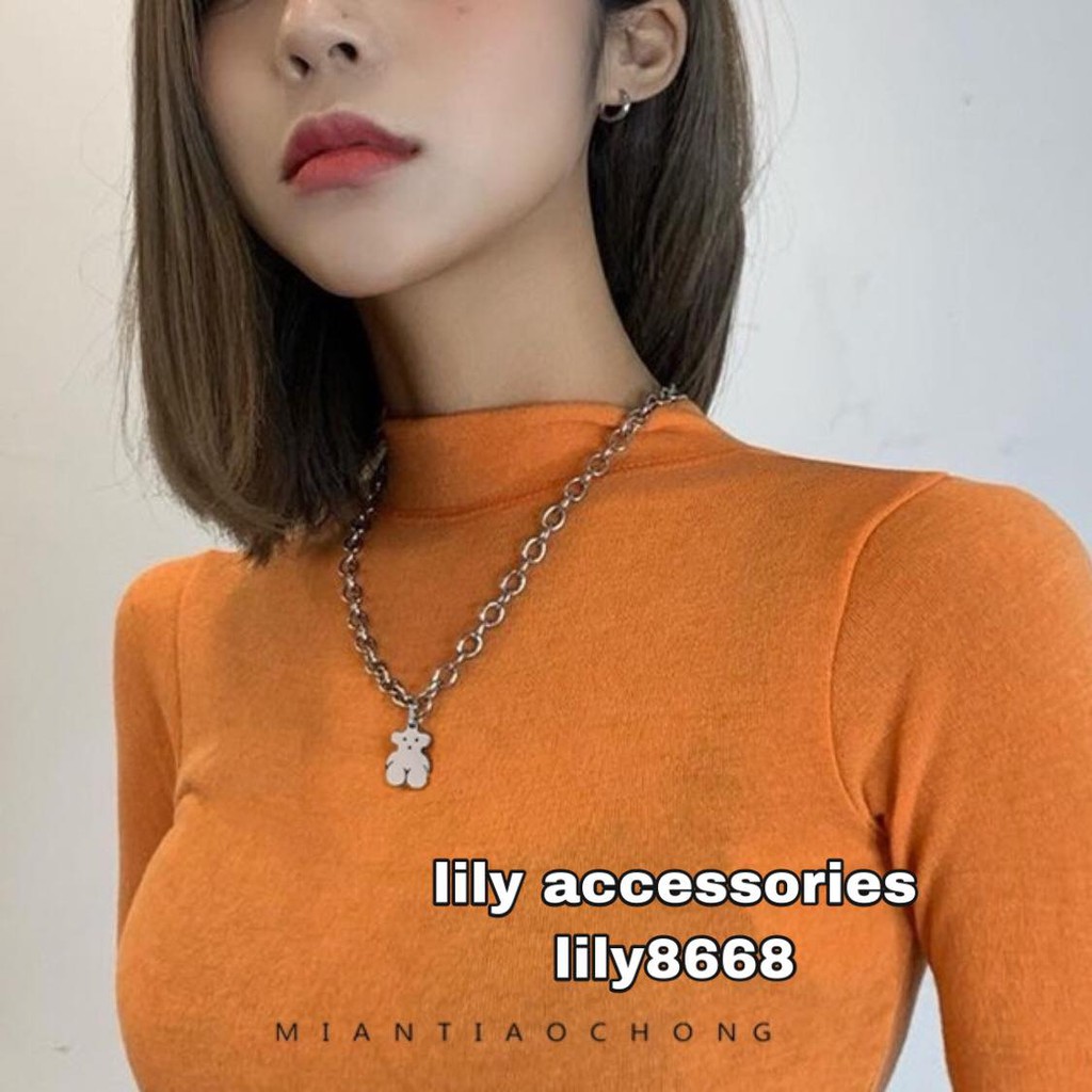 Chain Necklace dây chuyền vòng cổ hình gấu siêu bền cho nam và nữ unisex