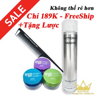 Combo gôm butterfly shadow 320ml + sáp kanfa hair to 90