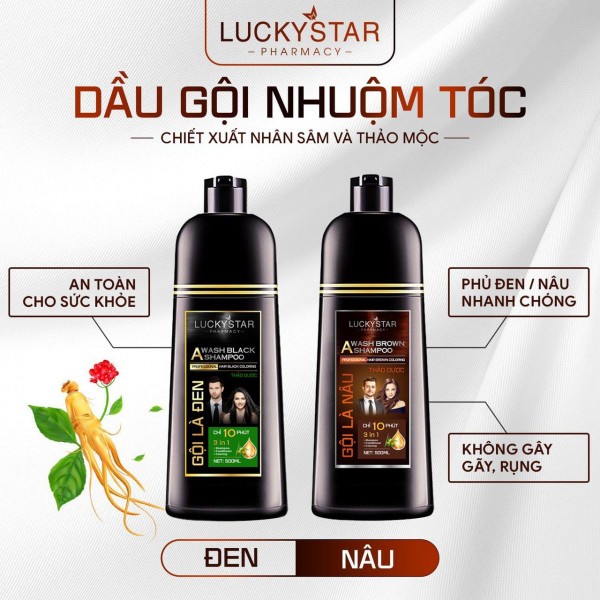 Dầu gội phủ bạc thảo dược cao cấp chiết xuất nhân sâm và thảo mộc tự nhiên, giúp tóc đen tự nhiên, khỏe mạnh