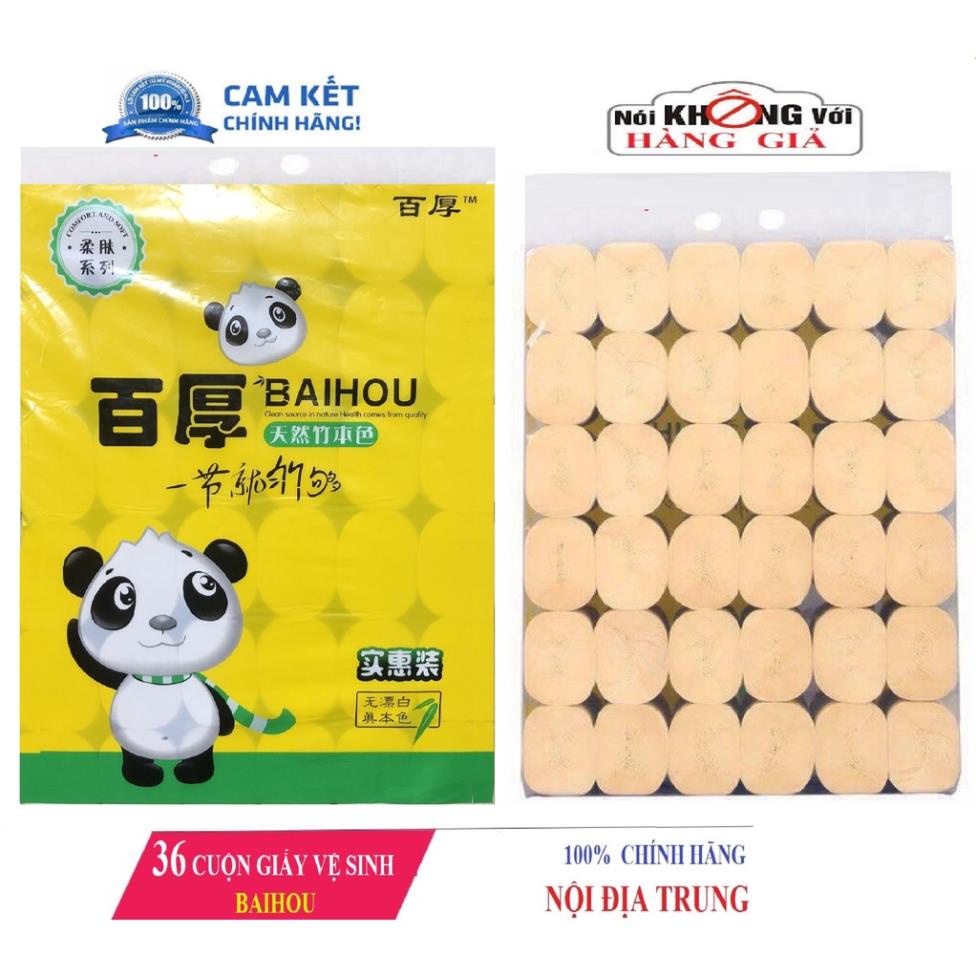 [100% NỘI ĐỊA TRUNG] TÚI 36 CUỘN 2.9 KG GIẤY GẤU TRÚC ĐA NĂNG SIÊU DAI BAIHOU