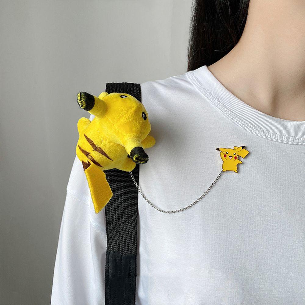 FORBETTER Ghim Cài Áo Hình Pikachu Nhồi Bông Tua Rua Ngọt Ngào Phong Cách Hàn Quốc Cho Nam Và Nữ