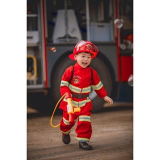 Quà Noel trang phục cứu hỏa trẻ em kèm bình xịt đeo vai (tặng bộ đàm)