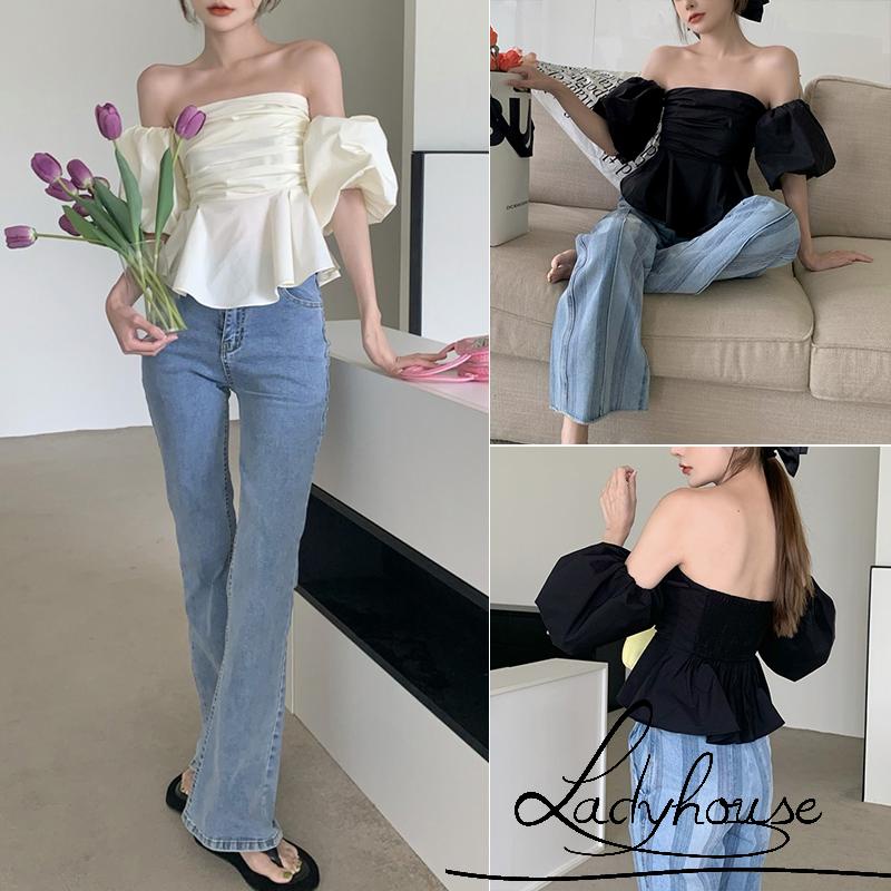 Áo Croptop Trễ Vai Tay Ngắn Dáng Ôm Thời Trang Mùa Hè Quyến Rũ Cho Nữ