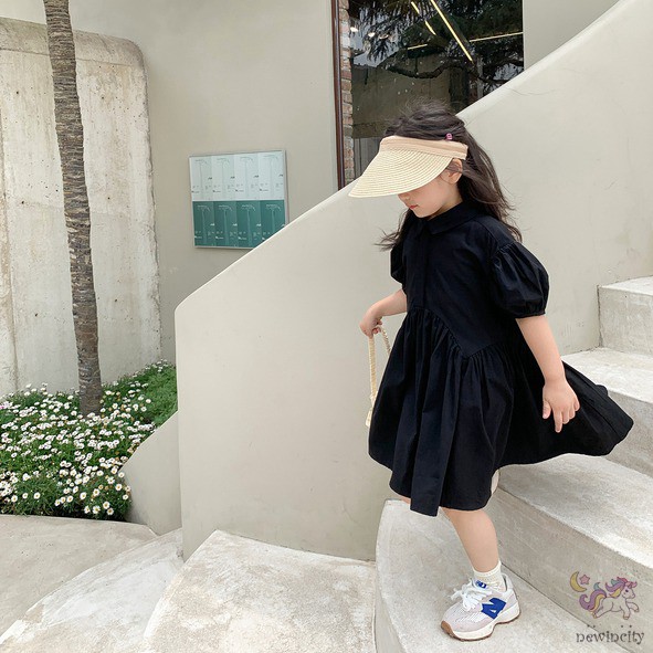 Váy Tay Phồng Phong Cách Hàn Quốc Thời Trang Cho Bé Gái