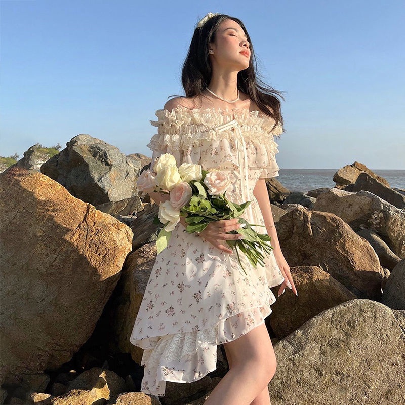 Đầm Hoa Ôm Dáng Hở Vai Thời Trang 2022newins Cho Nữ