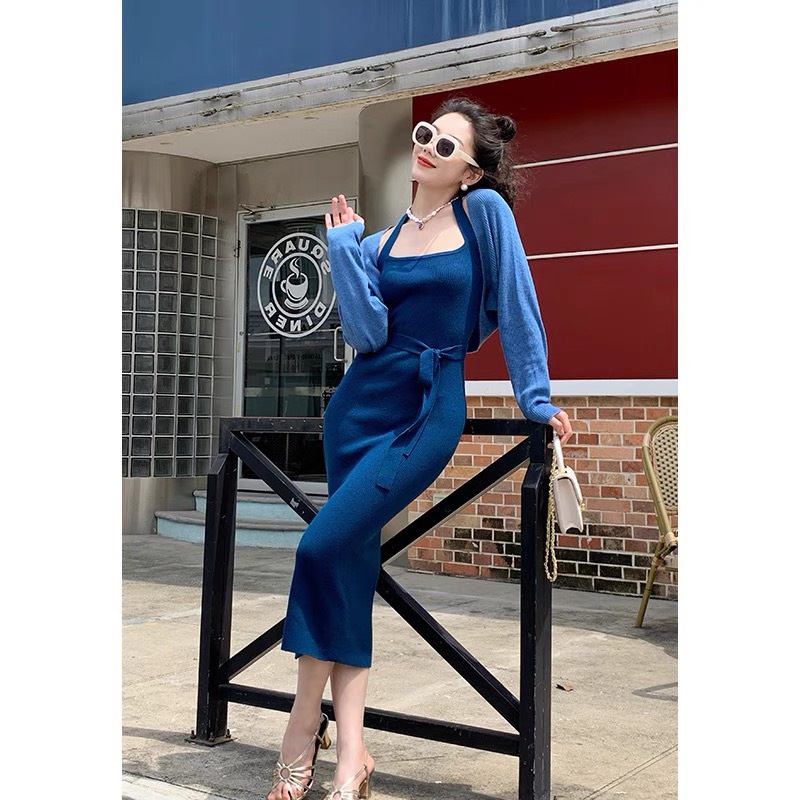 /Order/ Set váy ôm body len dệt dạng yếm ciline - Hàng nhập khẩu