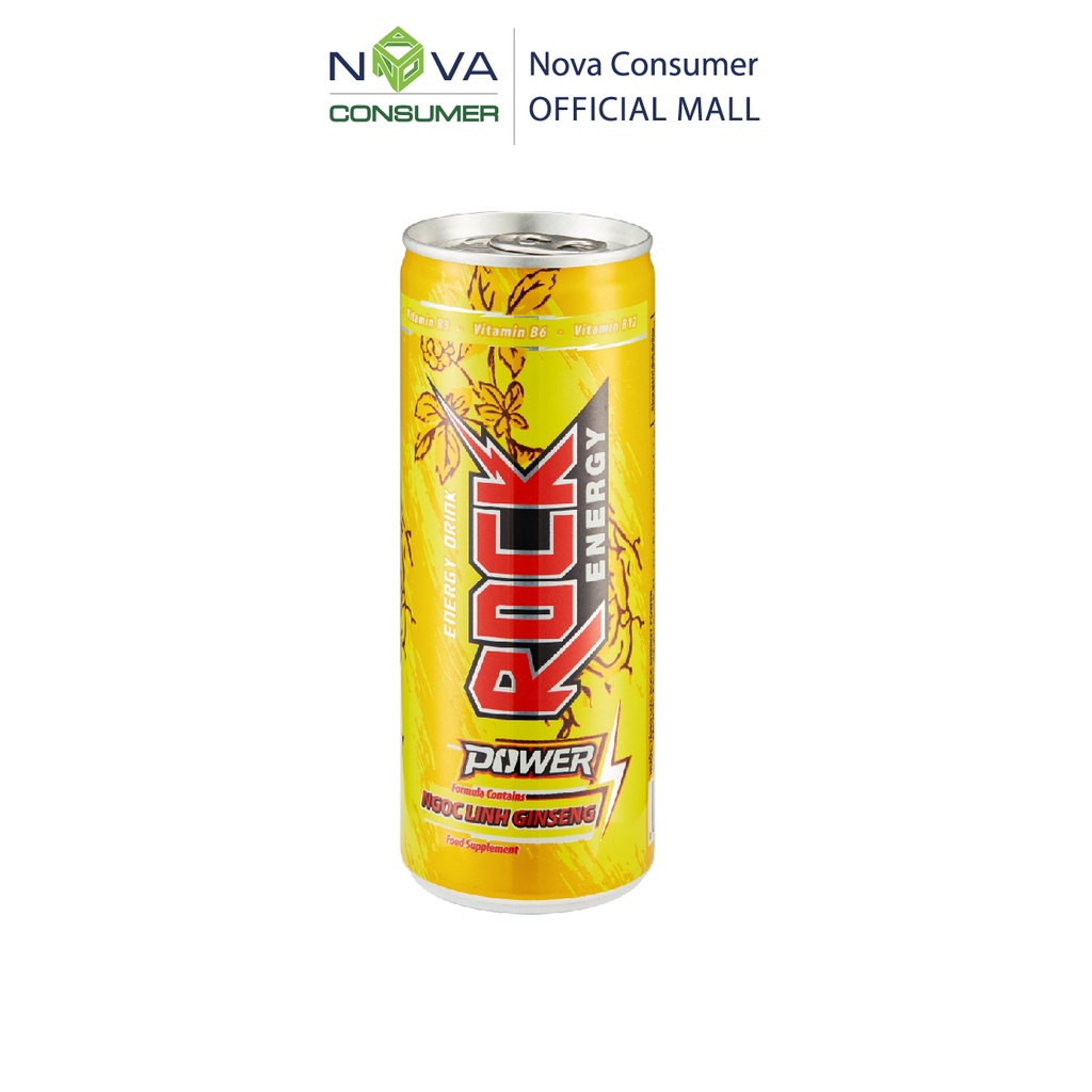 [Combo 12 lon] Nước tăng lực Rock Energy Power chứa Sâm Ngọc Linh (240ml x 12 lon)