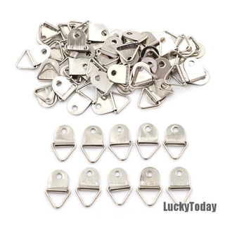 50pcs Silver Triangle Mirror Hangers Strap D-Ring Hanging Picture Frame Hooks