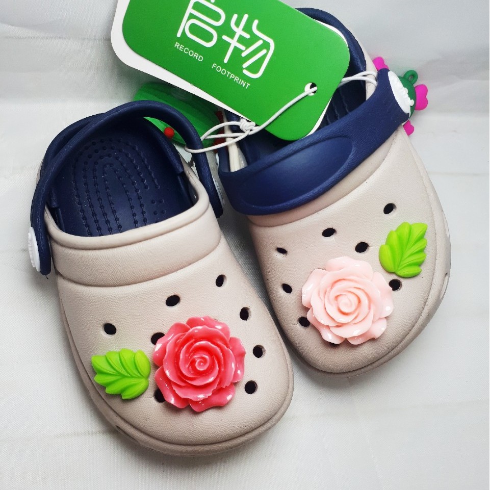 Jibbitz loại nút sticker cài crocs, dép sục, giày cho bé mẫu R.ose/ hoa hồng