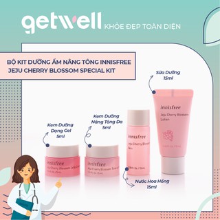 [Mini size]  Bộ Dưỡng Dưỡng Ẩm Và Nâng Tông Da Sáng Innisfree Jeju Cherry Blossom Special Kit Mini