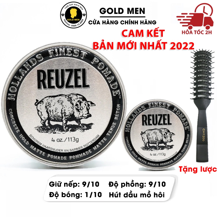 [CHÍNH HÃNG] Reuzel Concrete Pomade, Pomade vuốt tóc + Tặng lược