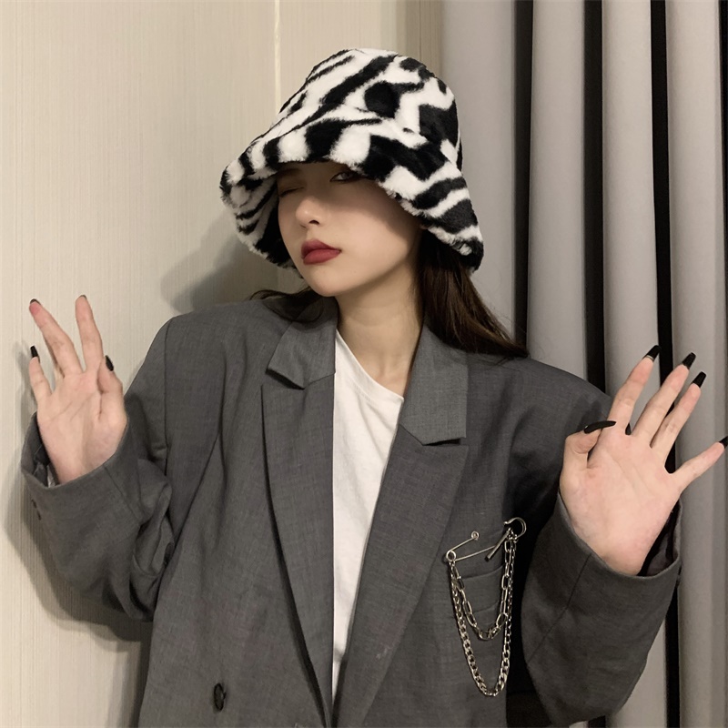 Nón Bucket Phủ Lông Dày Giữ Ấm Thời Trang Thu Đông Dành Cho Nữ 22A88