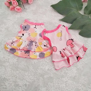 Áo đầm thun dâu và cherry dành cho chó mèo