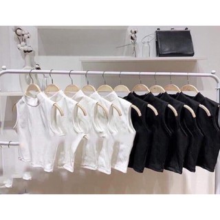 Áo thun croptop sát nách cổ cao 2 phân