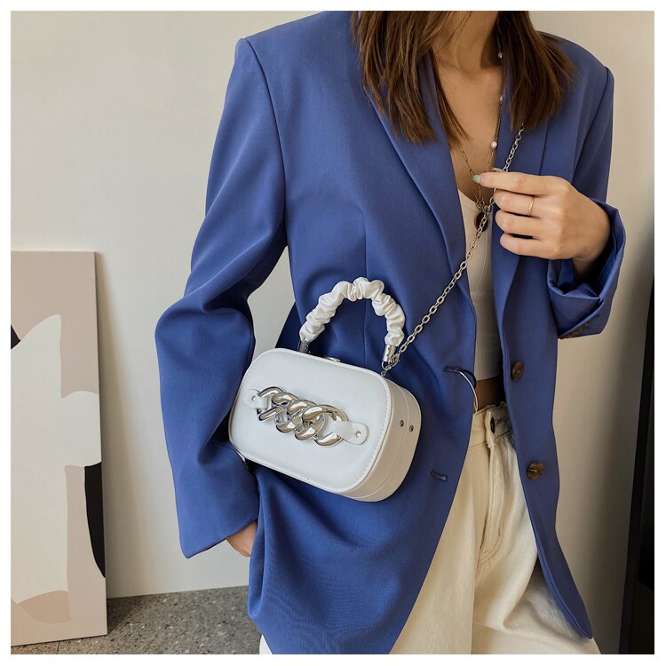 Túi xách đeo chéo vai JASMIN NOIR hình hộp vuông phối dây xích chất lượng cao thời trang độc chất lượng cao đáo cho nữ