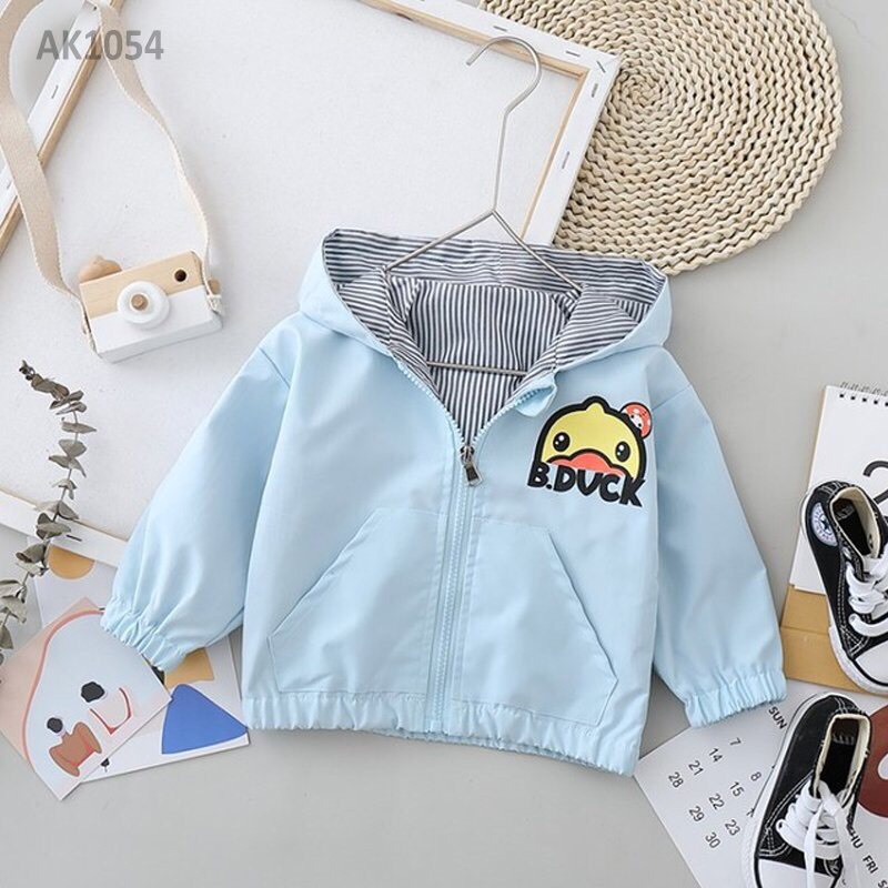 (9-19KG) ÁO KHOÁC GIÓ 2 LỚP CHẤT KAKI MỎNG LÓT VẢI MỀM MÀU XANH CHÚ VỊT