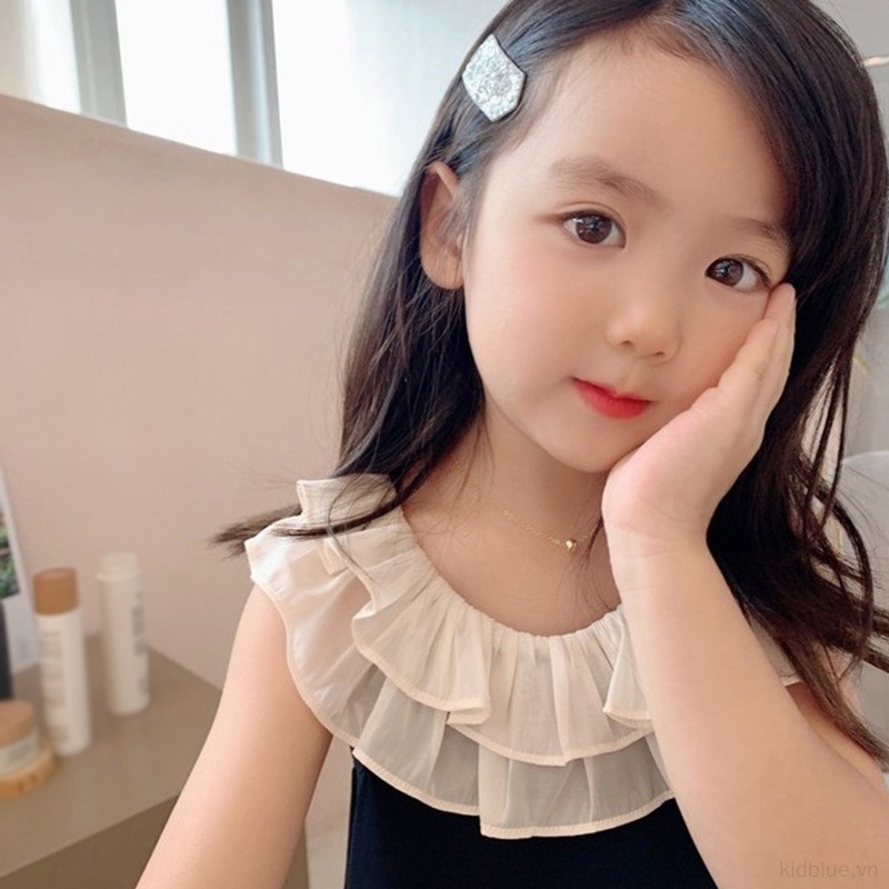 Đầm Công Chúa Chữ A Không Tay Viền Ren Thời Trang Mùa Hè Cho Bé Gái 3-8 Tuổi