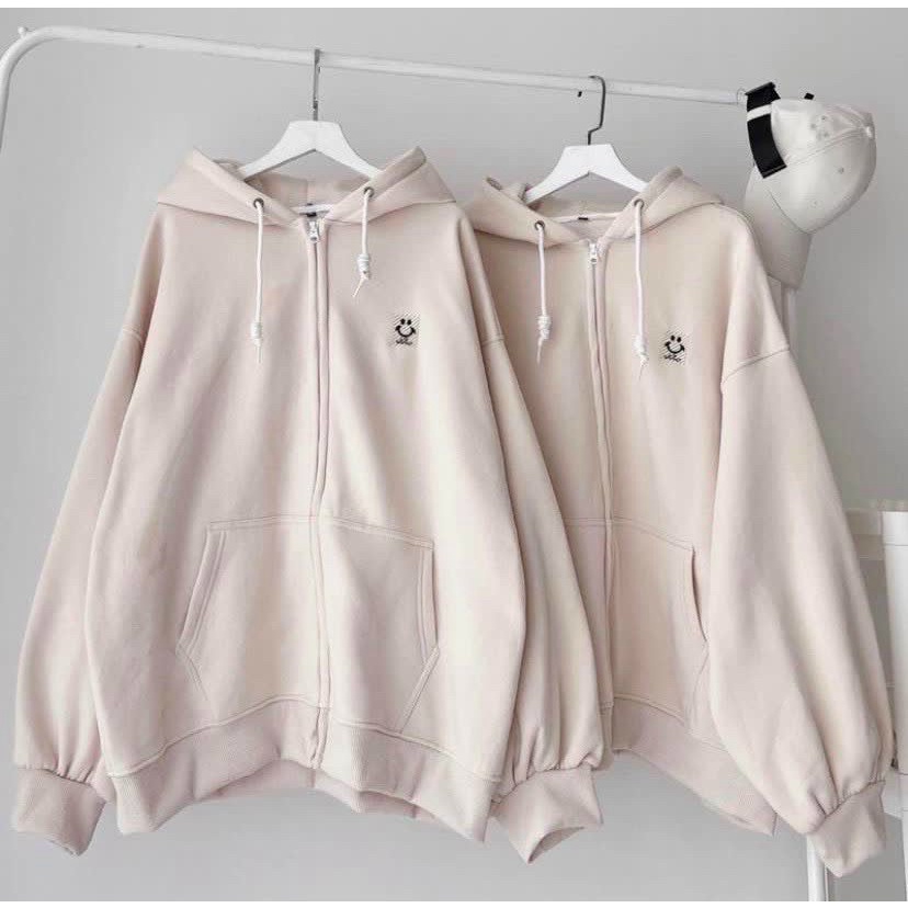 FREE SHIP ÁO KHOÁC NỈ TAY BỒNG HOODIE CHẤT PE MỀM MỊN THOÁNG MÁT THÊU MẶT CƯỜI tnm shop 2022