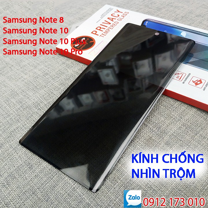 Kính chống nhìn trộm Samsung Note 9, Note 8, Note 10 Plus full màn hình 9D - Kính cường lực Note 8, Note 10 Pro