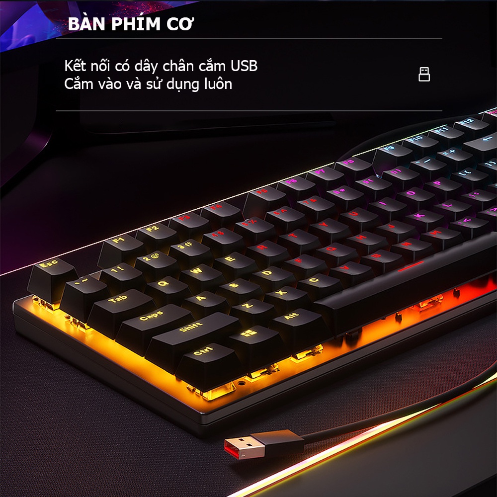 Bàn Phím Cơ POERMAX KA800 87 Phím Nhỏ Gọn Trục Cơ Blue Switch Led RGB