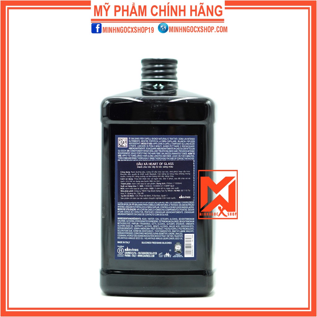 Dầu xả chuyên dụng cho tóc tẩy - tóc sáng màu DAVINES HEART OF GLASS 1000ml chính hãng