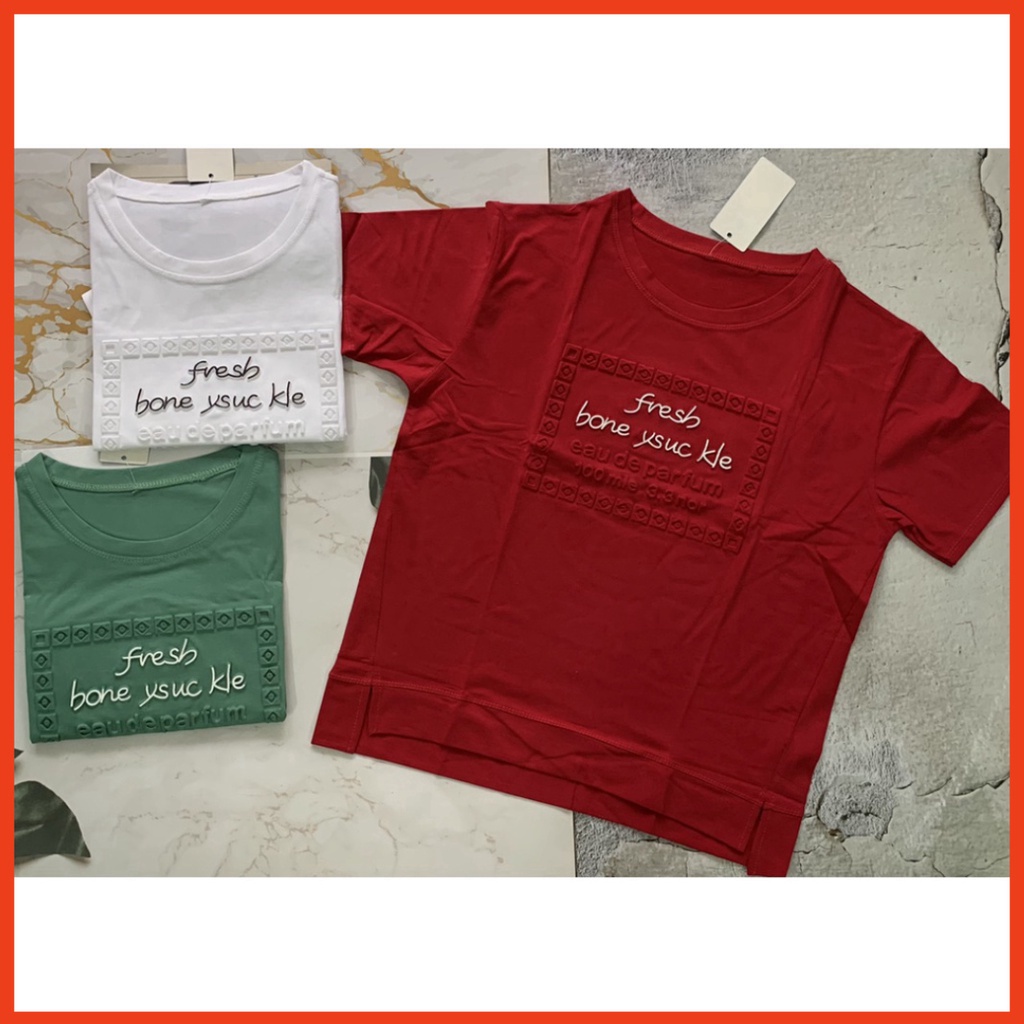 Áo thun nữ thời trang chất cotton mát cổ tròn tay ngắn form suông loại 1