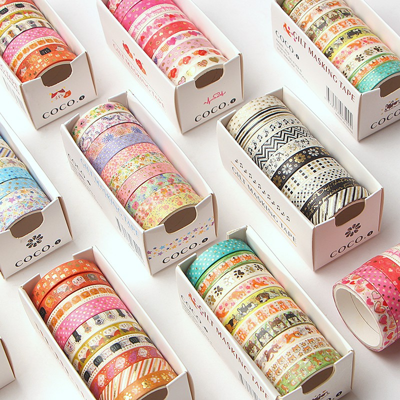 Washi Tape Ánh Kim Set 10 cuộn cực đẹp Be Tiny Be Tiny