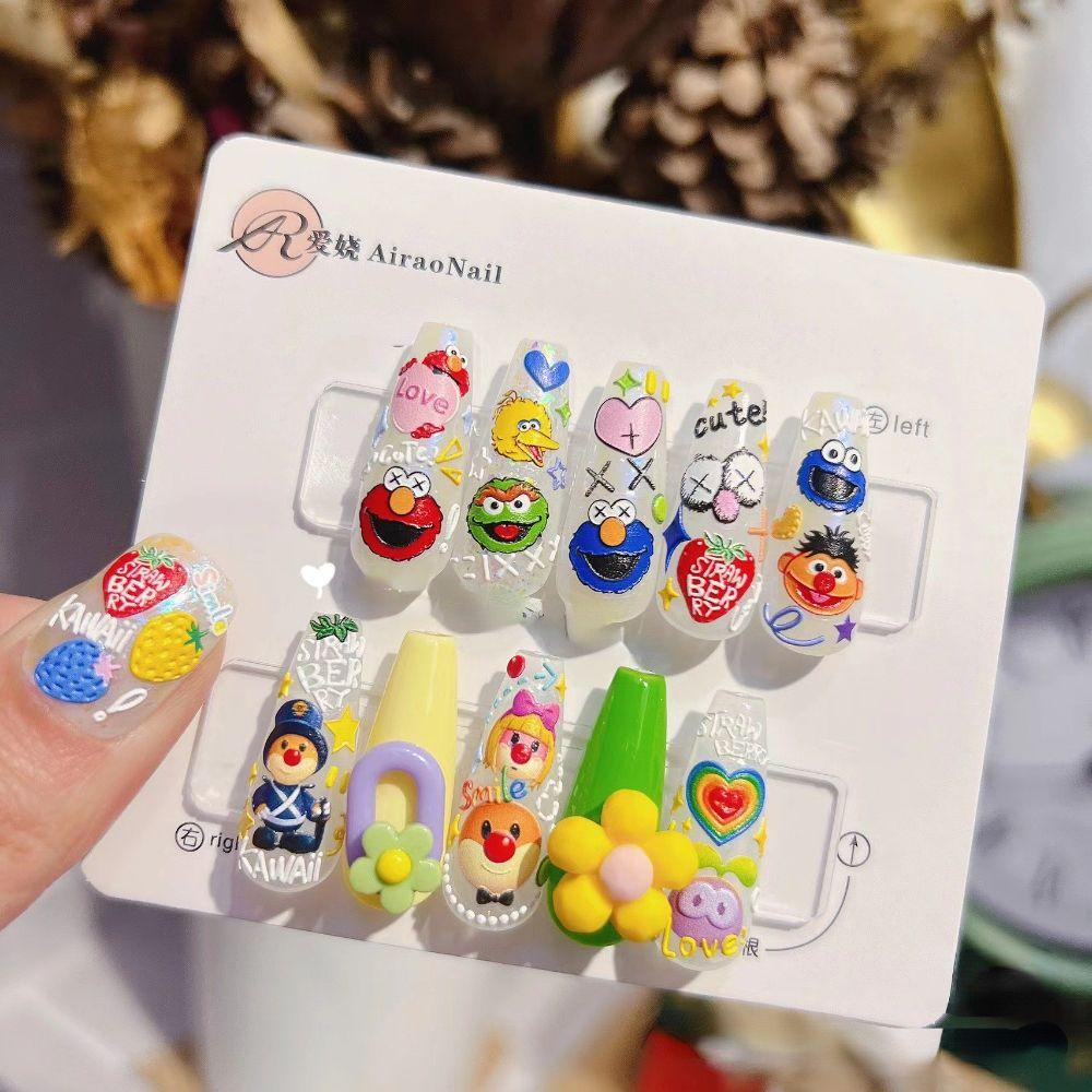Miếng Dán Dập Nổi Họa Tiết Hoạt Hình Trang Trí Móng Tay 5D