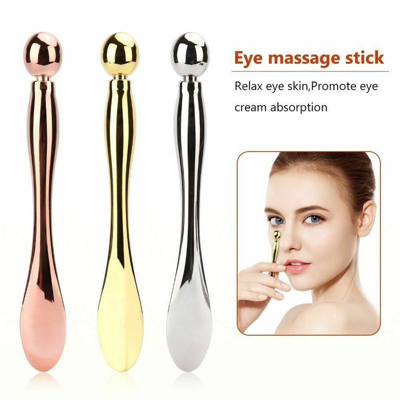 Thanh lăn mát xa mắt/ mặt bằng hợp kim loại bỏ quầng thâm kiêm muỗng múc kem tiện dụng cho nữ