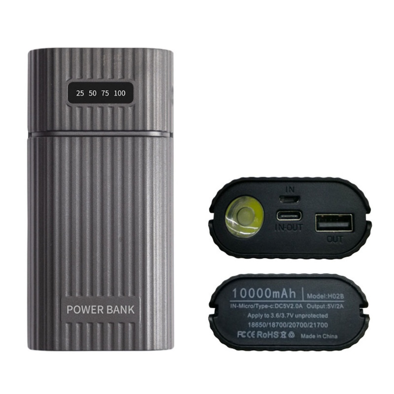 Sạc Dự Phòng 2 Pin 18650 21700 Có Đèn Led Và Đầu Ra Usb Diy