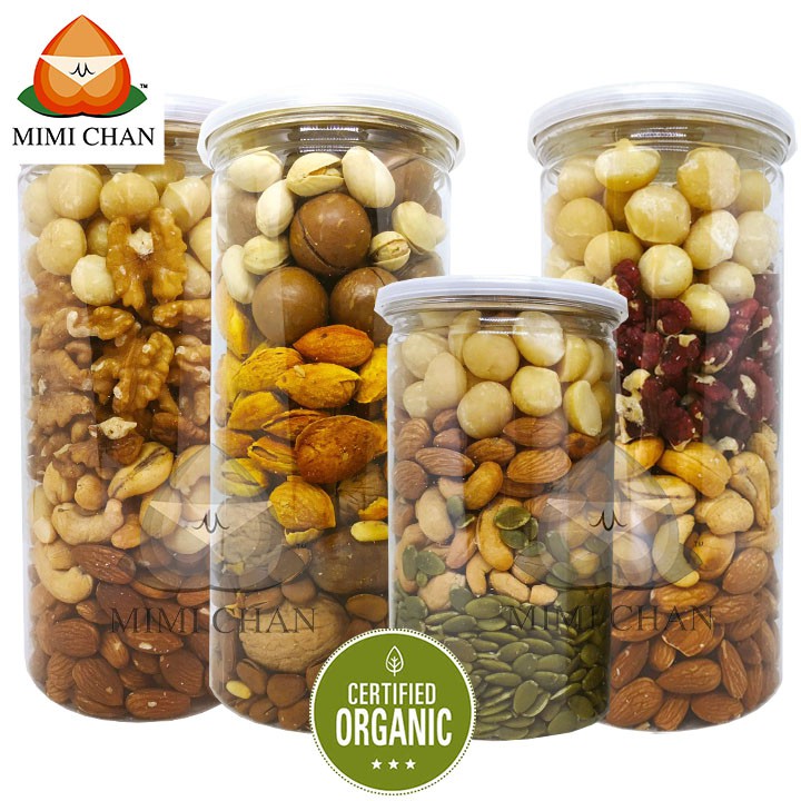 Hộp Mix Nhân 3 Loại Hạt Đã Tách Vỏ Hũ 500gr Óc Chó Vàng, Mắc Ca, Hạnh Nhân, Macca Sức Đề Kháng