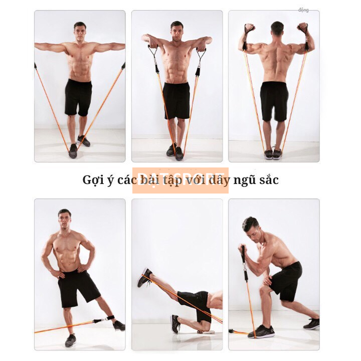 [Hàng Cao Cấp] Bộ 5 Dây Ngũ Sắc 11 Món , Cao Cấp Đàn Hồi Kháng Lực Tập Gym , Fitness , Yoga, Tại Nhà
