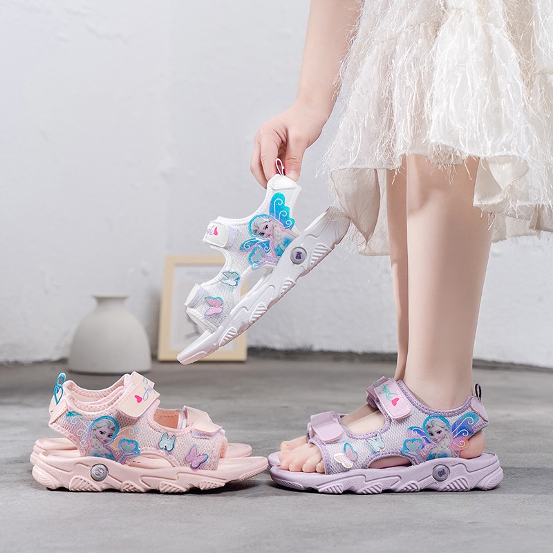 Dép sandal quai hậu hè cho bé gái mềm êm chân đi học đi chơi cho bé từ 2 - 15 tuổi hình công chúa
