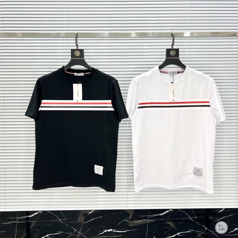 [Sẵn Hàng] Áo Phông Nam Thom Viền Kẻ Ngang Siêu Đẹp - Áo Phông Thom browne Cổ Tròn Co Dãn