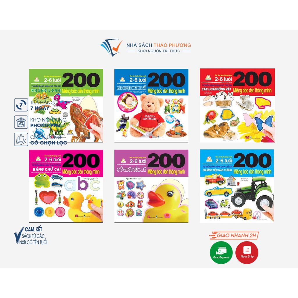 Sách - Bộ 200 Miếng bóc dán thông minh cho trẻ 2-6 tuổi  - Lẻ cuốn