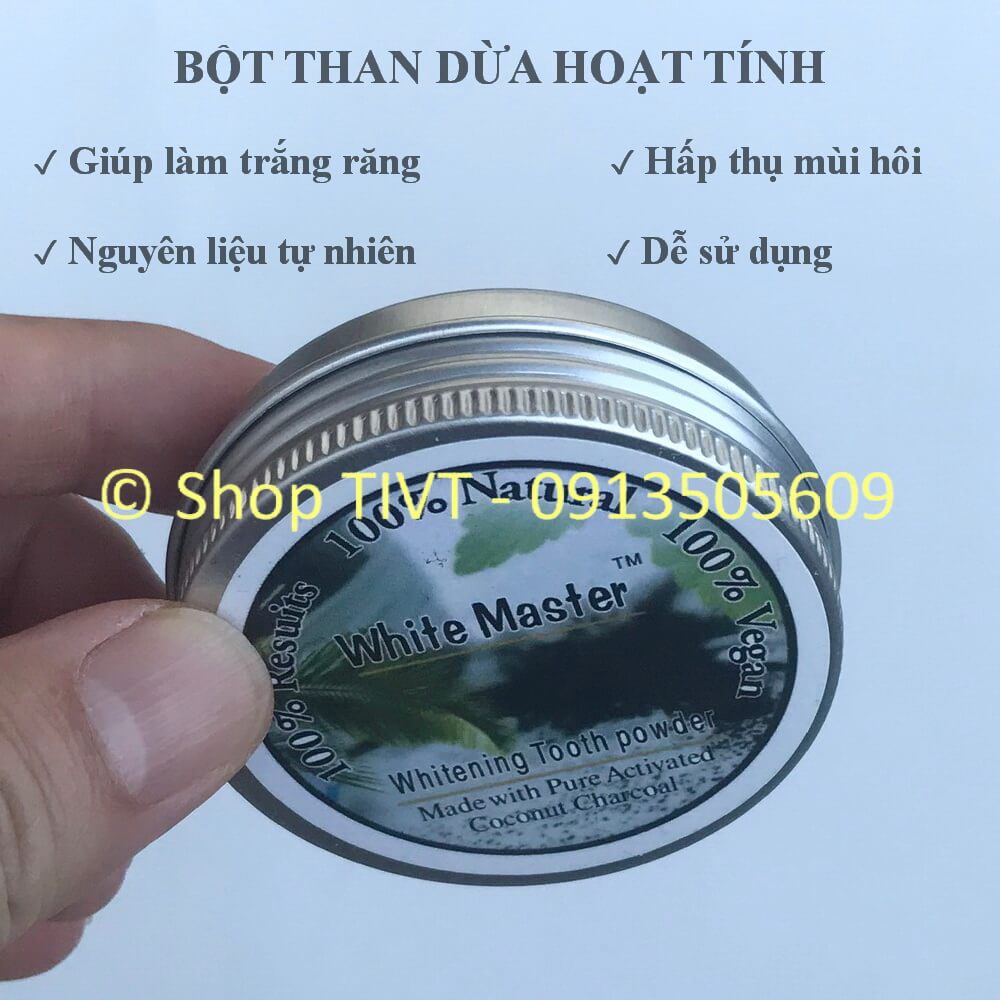 Bột than dừa hoạt tính để đánh trắng răng tự nhiên, tốt cho khoang miệng: hấp thụ độc tố và các thành phần gây mùi-TIVT