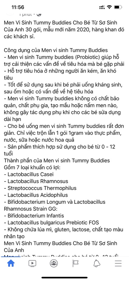 Men vi sinh Tummy Buddies 30g hàng chính hãng (mẫu mới nhất)