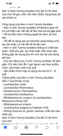 Men vi sinh Tummy Buddies 30g hàng chính hãng (mẫu mới nhất)