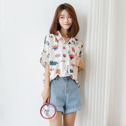 SUXI Áo sơ mi form rộng phong cách Hàn Quốc trẻ trung dành cho nữ