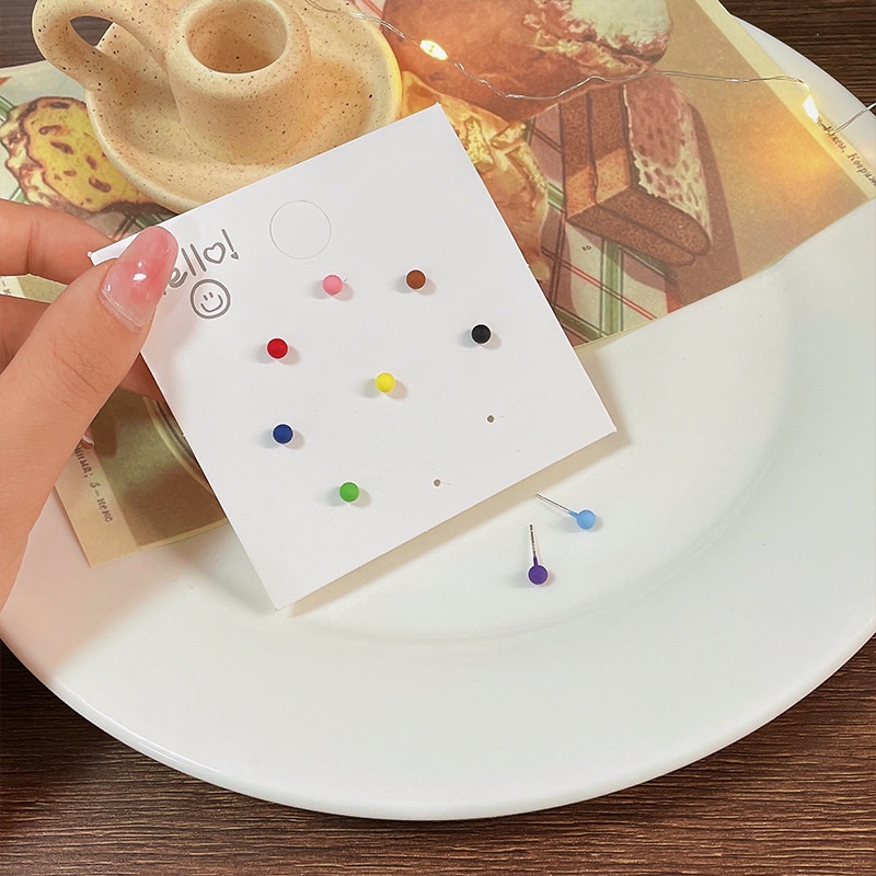 [Hàng Mới Về] Set Khuyên Tai Hạt Đậu Mini Nhiều Màu Sắc Ngọt Ngào Đơn Giản Cho Nữ