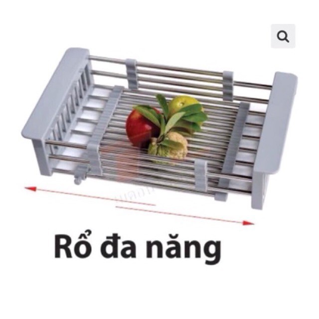 Kệ/ khay / rổ inox đa năng để bồn rửa chén (điều chỉnh được độ dài)