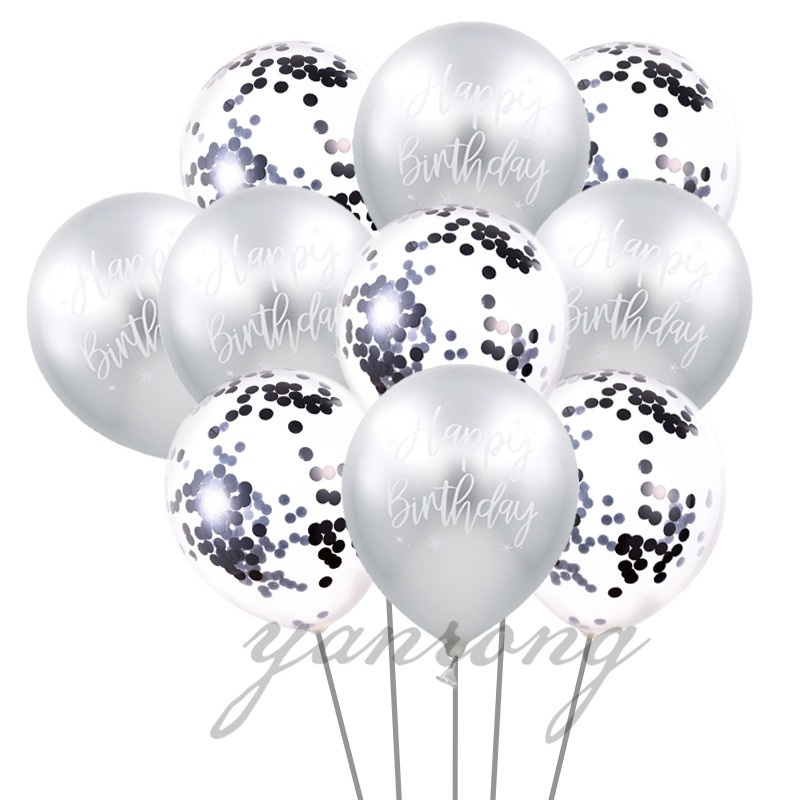 Set 10 Bong Bóng Cao Su Latex Ánh Kim In Họa Tiết 12inch