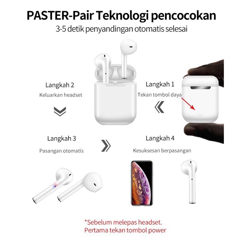 Tai nghe blutooth i12 TWS cảm ứng vân tay nhỏ gọn tiện lợi | BigBuy360 - bigbuy360.vn