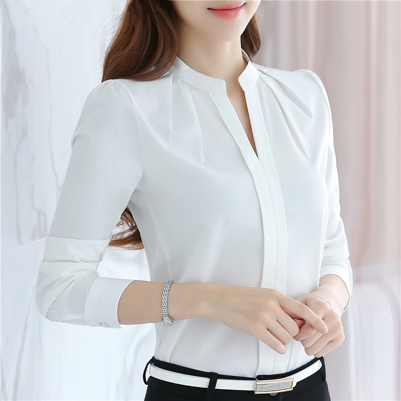 (Top bán chaỵ )Áo kiểu nữ tay dài hàn quốc dành cho nàng công sở - style dịu dàng nữ tính - chất liệu mềm mại / có 5 màu