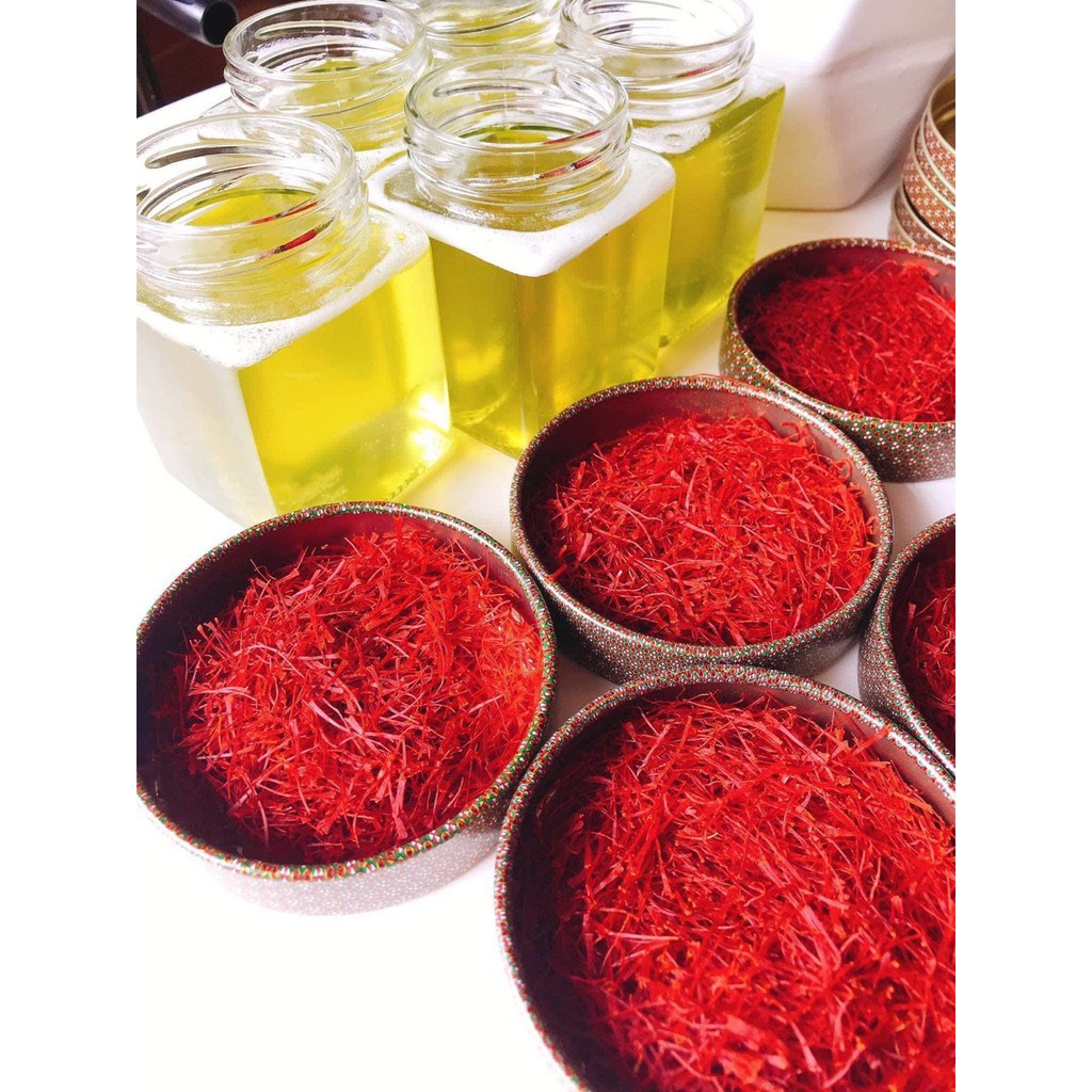 Saffron ngâm mật ong - hũ 10gr-1000ml SAFFRON TÂY Á Bahraman Super Negin-nhuỵ hoa nghệ tây - Nhập khẩu độc quyền từ Iran