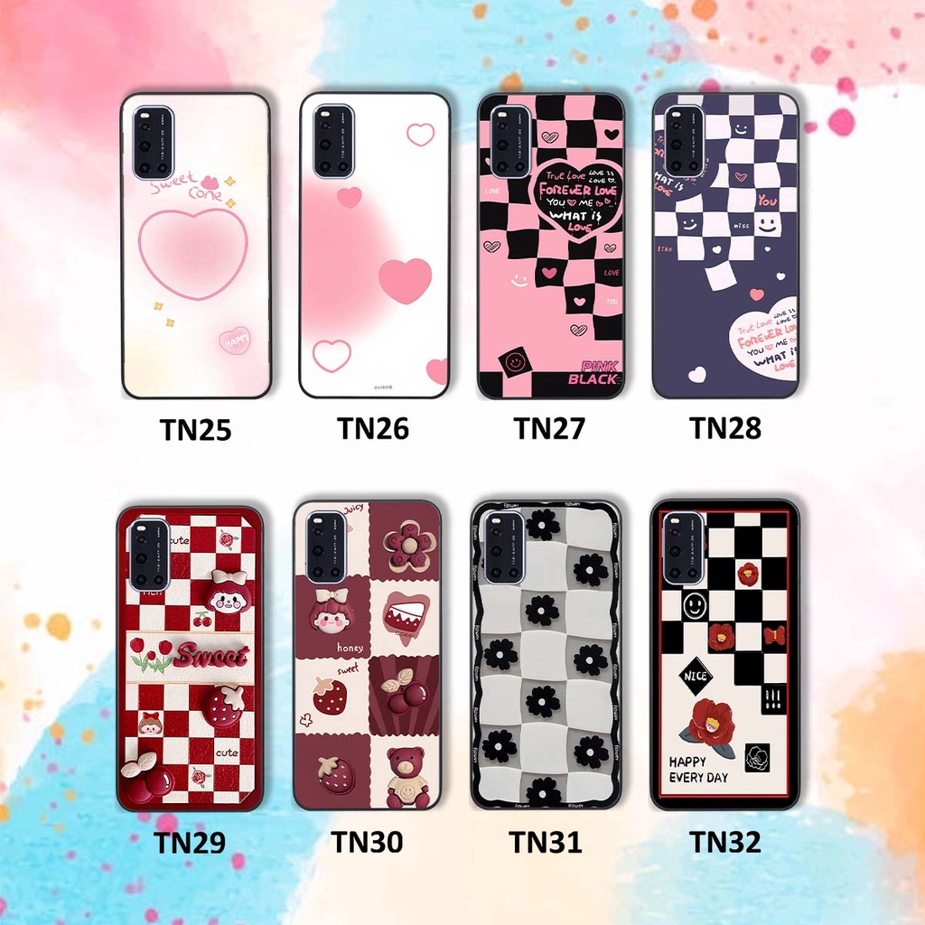 Ốp Vivo V19 in hình trái tim, caro kẹo ngọt đầy cá tính siêu đẹp siêu chất