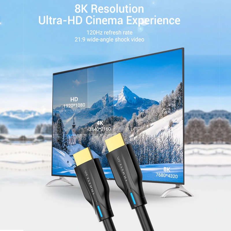 [Mã ELHACE giảm 4% đơn 300K] Cáp HDMI 2.1 Vention AANB hỗ trợ 8K/60Hz dài 1m-3m - BEN