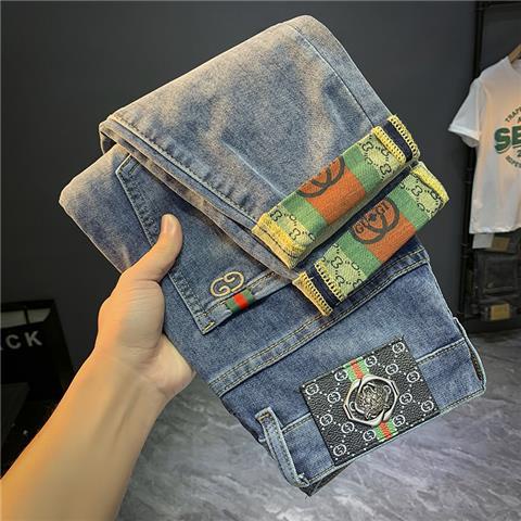 Quần Jeans Dài Thêu Họa Tiết Thời Trang Sang Trọng Cho Nam