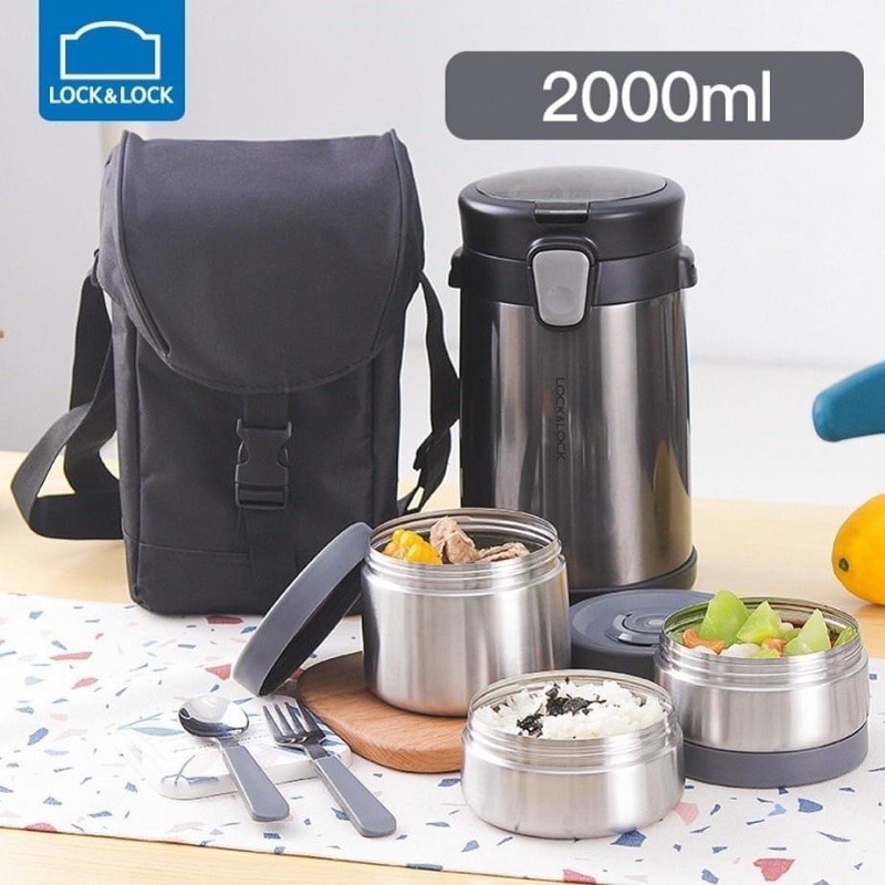 Bộ hộp cơm giữ nhiệt 2000ml Easy Take Lunch Box Lock&Lock LHC8034-LHC8039 chính hãng