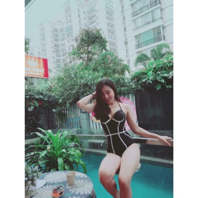 Bikini áo tắm liền ôm dáng viền trắng (Ảnh thật) | BigBuy360 - bigbuy360.vn